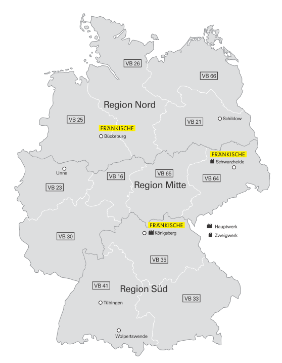 Übersichtskarte aller Verkaufsbezirke in Deutschland